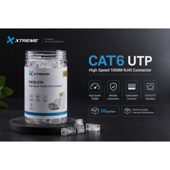 Xtreme Cat6 UTP RJ45 Connector-100 PCs